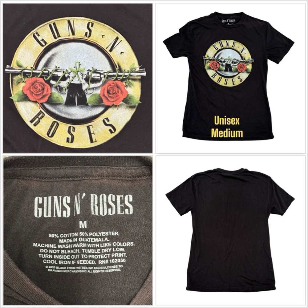 Guns N Roses Rock Medium Crew Tee Black Short Sleeve Graphic Tee TShirt Logo